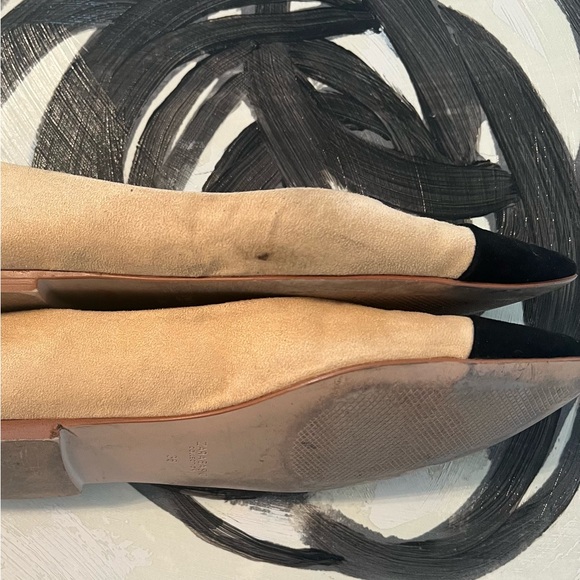 •ZARA• beige and black faux suede pointed cap toe SIZE 36• US 6 - Picture 12 of 13